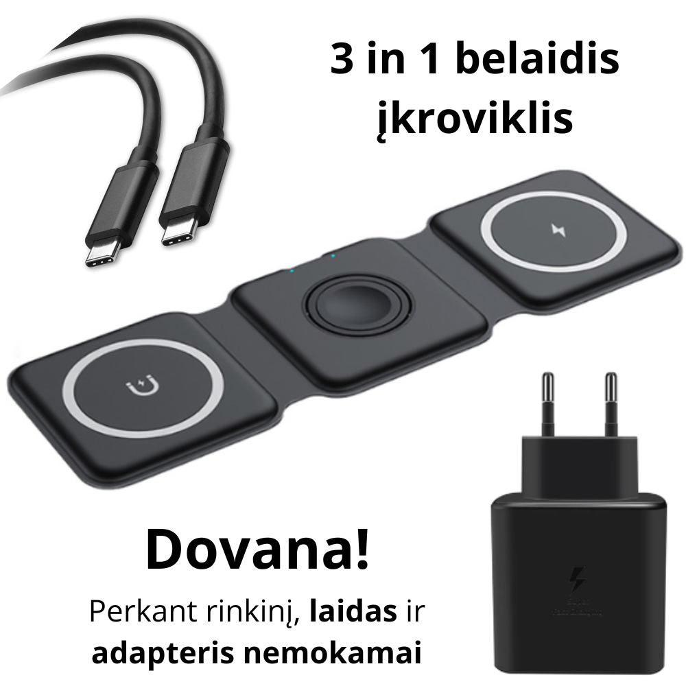 3 in 1 belaidis įkroviklis